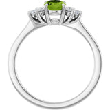 14K Gold Oval Natural Peridot & Lab-Grown Diamond Accented Ring - White Gold - view 2