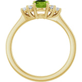 10K Gold Oval Natural Peridot & Lab-Grown Diamond Accented Ring - Yellow Gold - view 2