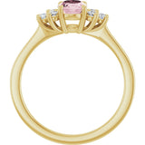 14K Gold Oval Natural Pink Morganite & Natural Diamond Accented Ring – 7x5mm - Yellow Gold - view 2
