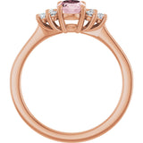 14K Gold Oval Natural Pink Morganite & Natural Diamond Accented Ring – 7x5mm - Rose Gold - view 2