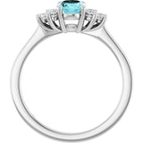 14K Gold Oval Natural Blue Zircon & Natural Diamond Accented Ring – 7x5mm - White Gold - view 2