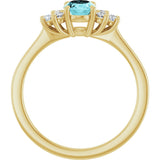 14K Gold Oval Natural Blue Zircon & Natural Diamond Accented Ring – 7x5mm - Yellow Gold - view 2