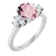 14K Gold Oval Natural Pink Morganite & Natural Diamond Accented Ring – 7x5mm - White Gold