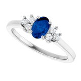 10K Gold Oval Lab-Grown Blue Sapphire & Lab-Grown Diamond Accented Ring - White Gold - view 5