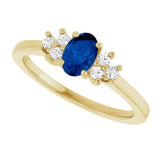10K Gold Oval Lab-Grown Blue Sapphire & Lab-Grown Diamond Accented Ring - Yellow Gold - view 5