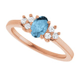 14K Gold Oval Natural Sky Blue Topaz & Lab-Grown Diamond Accented Ring - Rose Gold - view 5