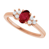 14K Gold Oval Lab-Grown Ruby & Lab-Grown Diamond Accented Ring – 6x4mm - Rose Gold - view 5