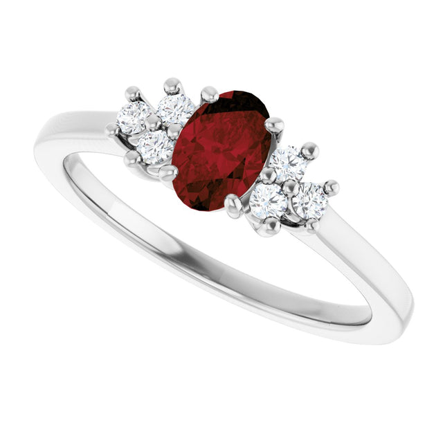 10K Gold Oval Natural Mozambique Garnet & Lab-Grown Diamond Accented Ring - White Gold - view 5