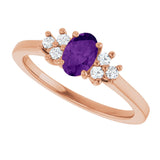 14K Gold Oval Natural Amethyst & Lab-Grown Diamond Accented Ring - Rose Gold - view 5