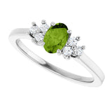 10K Gold Oval Natural Peridot & Lab-Grown Diamond Accented Ring - White Gold - view 5
