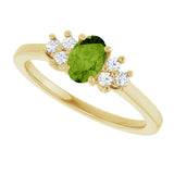 10K Gold Oval Natural Peridot & Lab-Grown Diamond Accented Ring - Yellow Gold - view 5