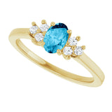 14K Gold Oval Natural Aquamarine & Lab-Grown Diamond Accented Ring - Yellow Gold - view 5