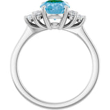 14K Gold Oval Natural Swiss Blue Topaz & Natural Diamond Accented Ring - White Gold - view 2