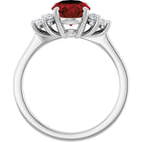 14K Gold Oval Natural Mozambique Garnet & Natural Diamond Accented Ring – 9x7mm - White Gold - view 2