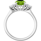 14K Gold Oval Natural Peridot & Natural Diamond Accented Ring – 9x7mm - White Gold - view 2