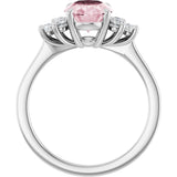 14K Gold Oval Natural Pink Morganite & Natural Diamond Accented Ring – 7x5mm - White Gold - view 2