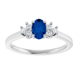 10K Gold Oval Lab-Grown Blue Sapphire & Lab-Grown Diamond Accented Ring - White Gold - view 3