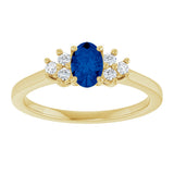 10K Gold Oval Lab-Grown Blue Sapphire & Lab-Grown Diamond Accented Ring - Yellow Gold - view 3