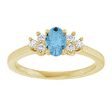 10K Gold Oval Natural Sky Blue Topaz & Lab-Grown Diamond Accented Ring - Yellow Gold - view 3