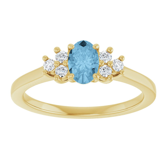 10K Gold Oval Natural Sky Blue Topaz & Lab-Grown Diamond Accented Ring - Yellow Gold - view 3