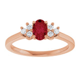 14K Gold Oval Lab-Grown Ruby & Lab-Grown Diamond Accented Ring – 6x4mm - Rose Gold - view 3