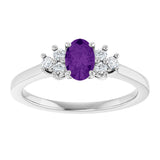 10K Gold Oval Natural Amethyst & Lab-Grown Diamond Accented Ring - White Gold - view 3
