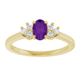 10K Gold Oval Natural Amethyst & Lab-Grown Diamond Accented Ring - Yellow Gold - view 3