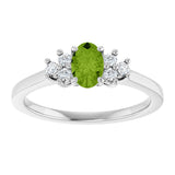 10K Gold Oval Natural Peridot & Lab-Grown Diamond Accented Ring - White Gold - view 3