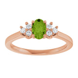 14K Gold Oval Natural Peridot & Lab-Grown Diamond Accented Ring - Rose Gold - view 3
