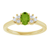 10K Gold Oval Natural Peridot & Lab-Grown Diamond Accented Ring - Yellow Gold - view 3