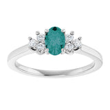 14K Gold Oval Lab-Grown Alexandrite & Natural Diamond Accented Ring - White Gold - view 3
