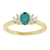 14K Gold Oval Lab-Grown Alexandrite & Natural Diamond Accented Ring - Yellow Gold - view 3
