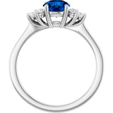 10K Gold Oval Lab-Grown Blue Sapphire & Lab-Grown Diamond Accented Ring - White Gold - view 2