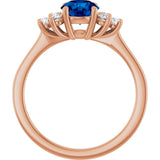 14K Gold Oval Lab-Grown Blue Sapphire & Lab-Grown Diamond Accented Ring – 6x4mm - Rose Gold - view 2