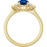 10K Gold Oval Lab-Grown Blue Sapphire & Lab-Grown Diamond Accented Ring - Yellow Gold - view 2