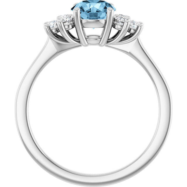 14K Gold Oval Natural Sky Blue Topaz & Lab-Grown Diamond Accented Ring - White Gold - view 2