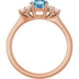14K Gold Oval Natural Sky Blue Topaz & Lab-Grown Diamond Accented Ring - Rose Gold - view 2