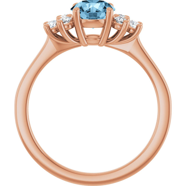 14K Gold Oval Natural Sky Blue Topaz & Lab-Grown Diamond Accented Ring - Rose Gold - view 2