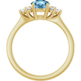 10K Gold Oval Natural Sky Blue Topaz & Lab-Grown Diamond Accented Ring - Yellow Gold - view 2