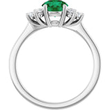 10K Gold Oval Lab-Grown Emerald & Lab-Grown Diamond Accented Ring - White Gold - view 2