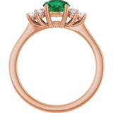 14K Gold Oval Lab-Grown Emerald & Lab-Grown Diamond Accented Ring – 6x4mm - Rose Gold - view 2
