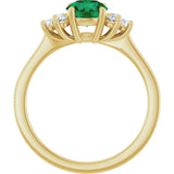 10K Gold Oval Lab-Grown Emerald & Lab-Grown Diamond Accented Ring - Yellow Gold - view 2