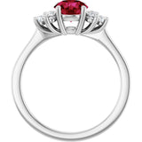 10K Gold Oval Lab-Grown Ruby & Lab-Grown Diamond Accented Ring - White Gold - view 2