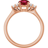 14K Gold Oval Lab-Grown Ruby & Lab-Grown Diamond Accented Ring – 6x4mm - Rose Gold - view 2