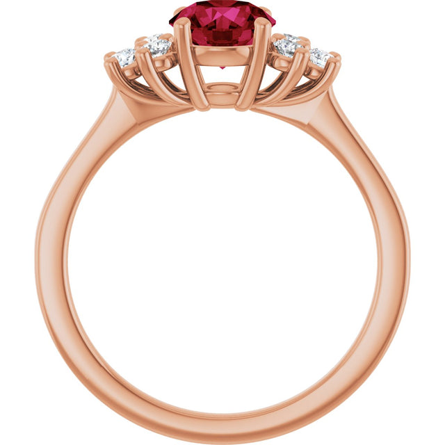 14K Gold Oval Lab-Grown Ruby & Lab-Grown Diamond Accented Ring – 6x4mm - Rose Gold - view 2