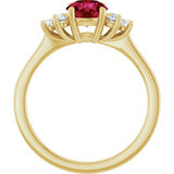 10K Gold Oval Lab-Grown Ruby & Lab-Grown Diamond Accented Ring - Yellow Gold - view 2