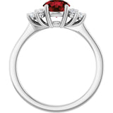 10K Gold Oval Natural Mozambique Garnet & Lab-Grown Diamond Accented Ring - White Gold - view 2