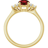 10K Gold Oval Natural Mozambique Garnet & Lab-Grown Diamond Accented Ring - Yellow Gold - view 2