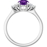 10K Gold Oval Natural Amethyst & Lab-Grown Diamond Accented Ring - White Gold - view 2