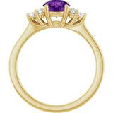 10K Gold Oval Natural Amethyst & Lab-Grown Diamond Accented Ring - Yellow Gold - view 2